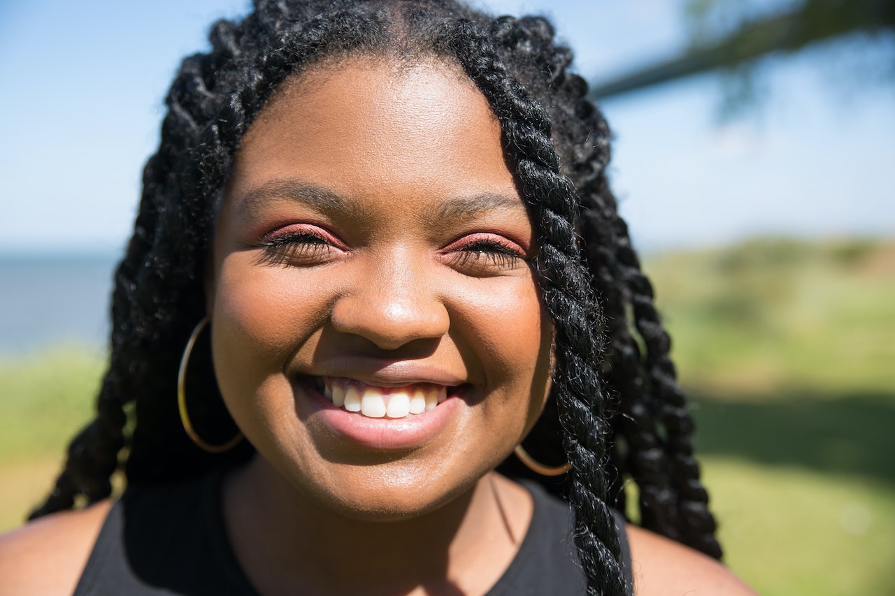 Outdoor portrait of a girl smiling