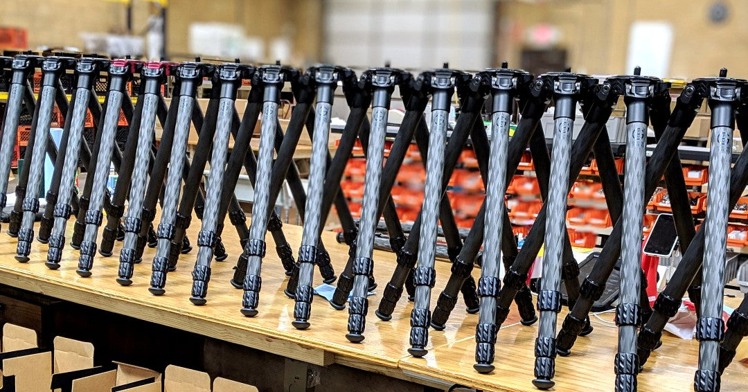 Carbon Fiber tripods lined up